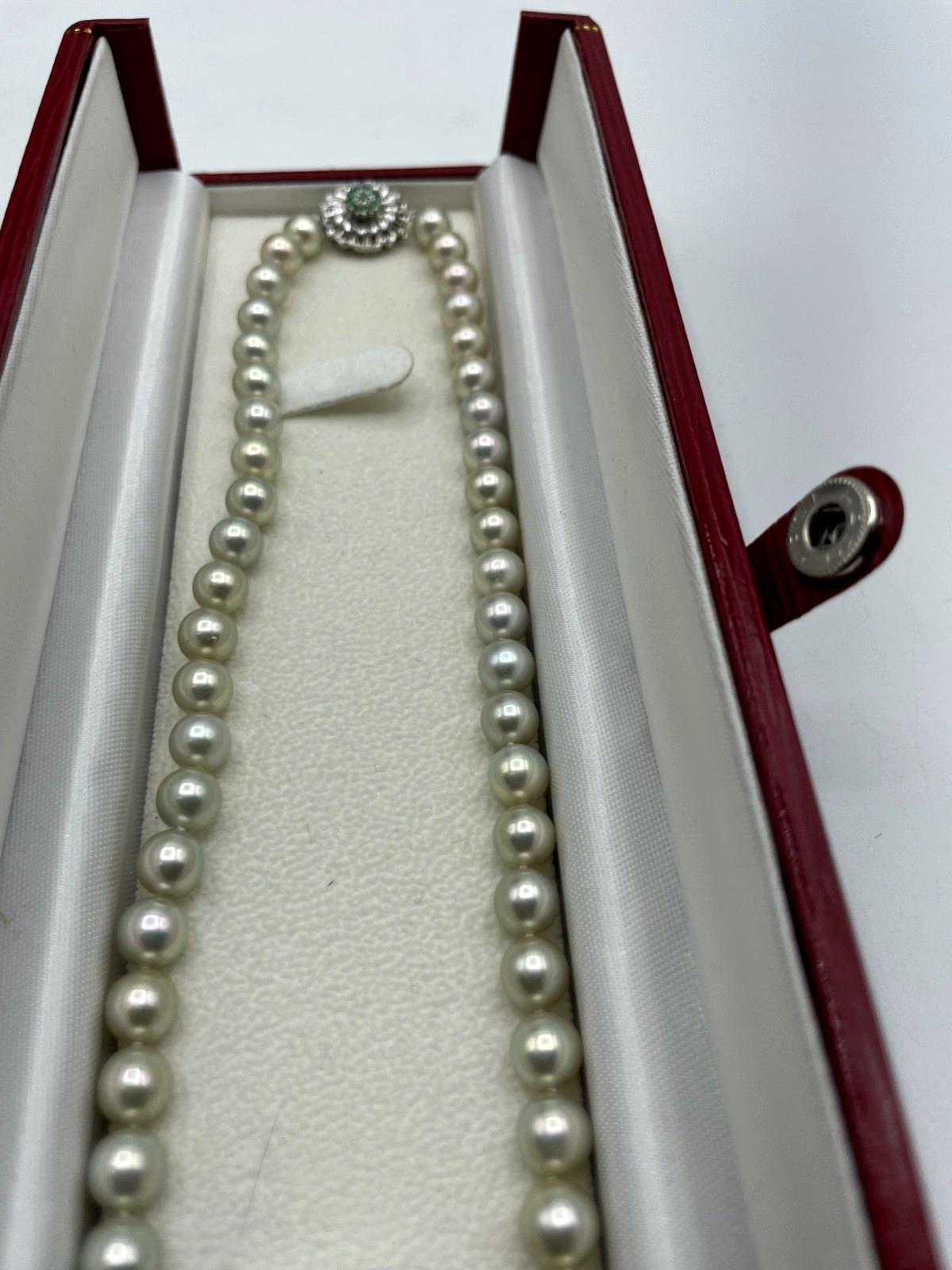 750 Gold 18 K Gold + Smaragde an 44 cm Südsee Perlen Perlenkette Perlencollier8