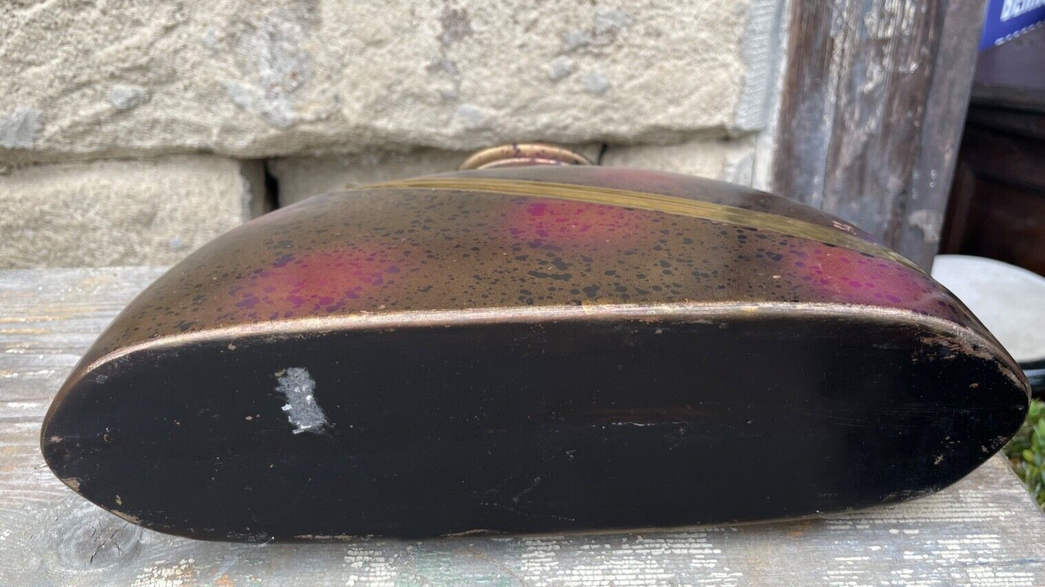 Große moderne dekorative Metall Vase Handarbeit Kupfer Messing farbig brüniert4