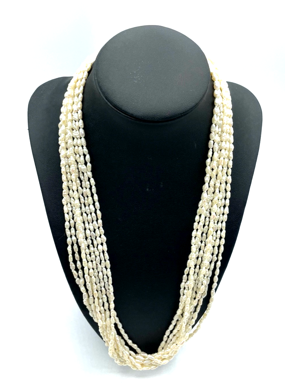 Vintage echte 58 cm Biwa Perlen Kette Perlenkette Reiskorn 9 Stränge Collier1