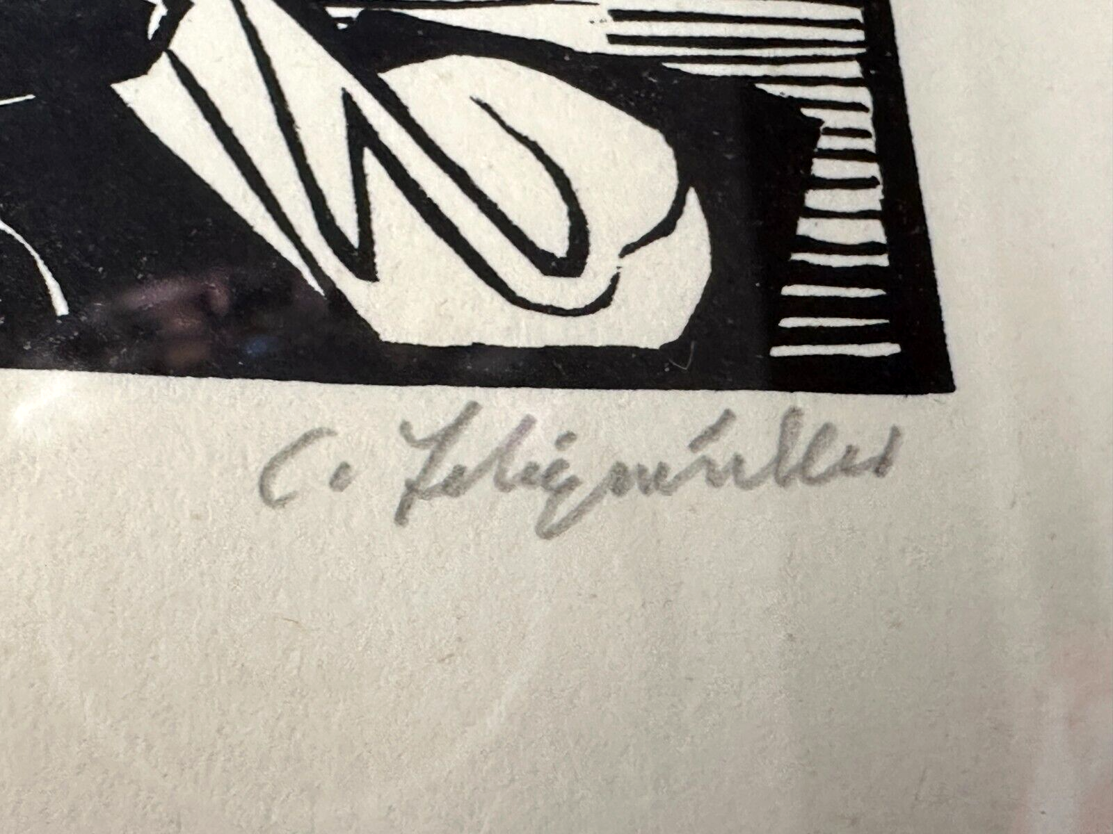 Conrad Felixmüller - Holzschnitt Woodcut - 'Krankenhaus im Garten' 1949 - Sign.7