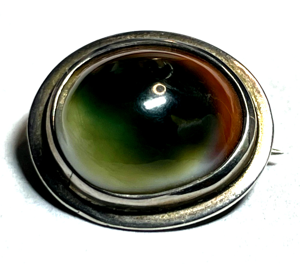 Vintage Rarität Operculum Augenachat Brosche Anstecknadel in Silber Nr. 2 gepfl.5
