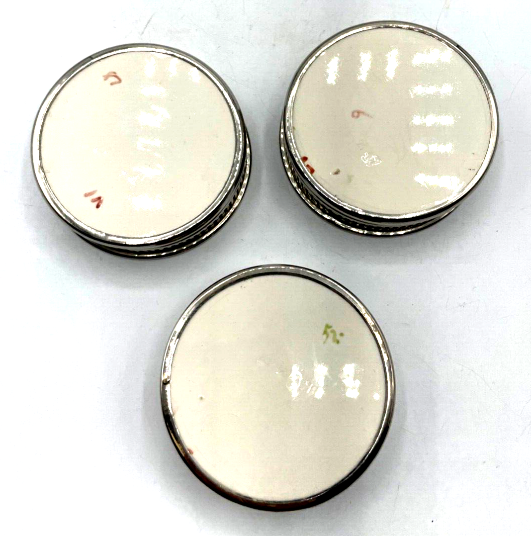 3 Jugendstil Glas Untersetzer Keramik Metallrahmen Wasserlilie Seerose Motiv4