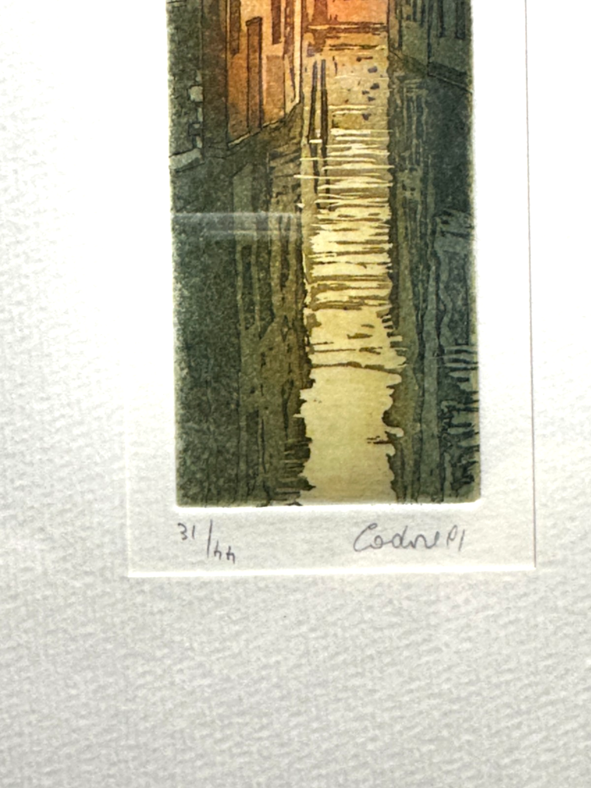 Cadore 1991 Farbradierung – Venedig Kanalansicht – signiert & nummeriert gerahmt2