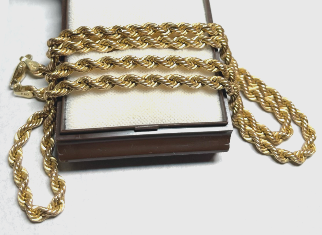 585 Gold 14 K Goldkette Kordelkette L 51,5 cm  B 4 mm solide Juwelier Qualität0