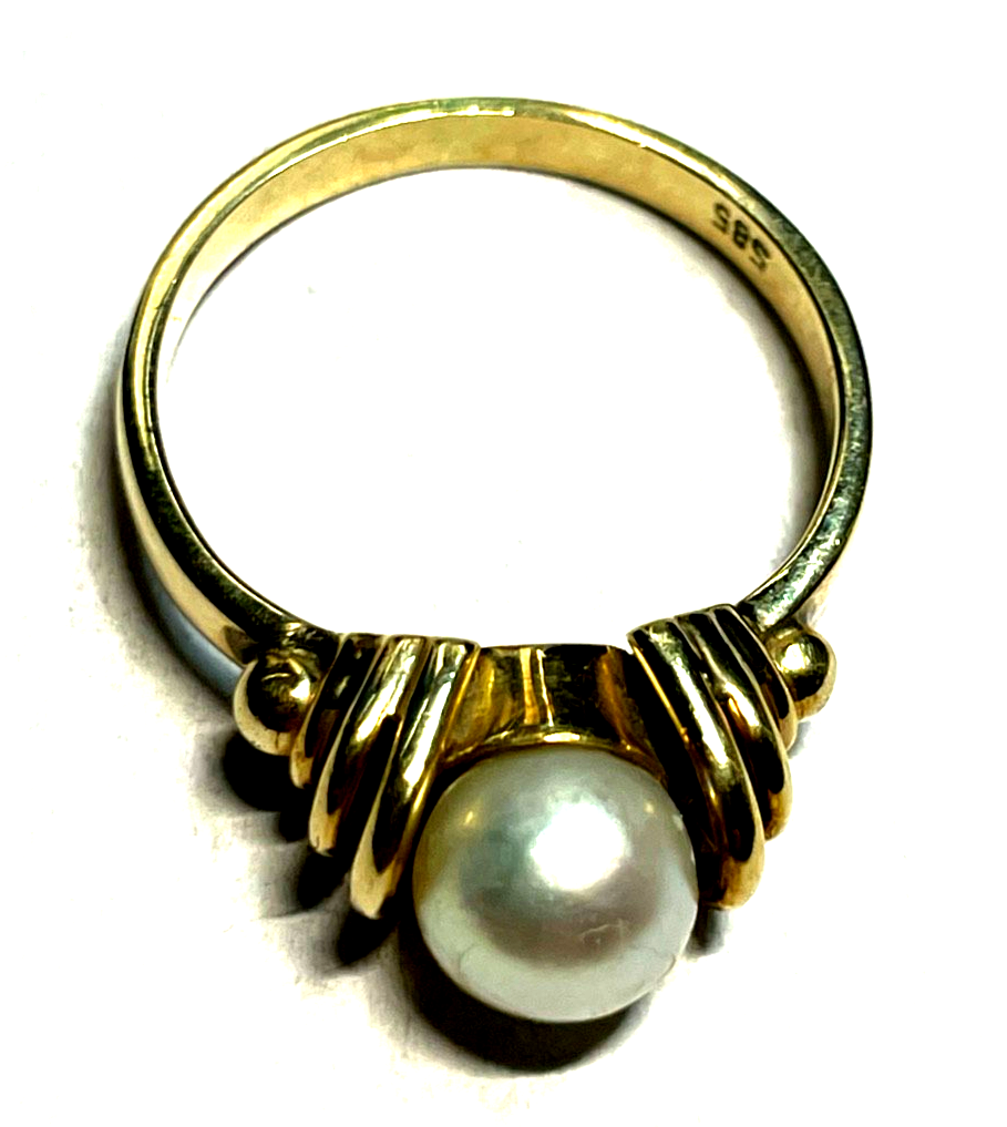Solider Klassiker 585 Gold 14 K Ring 17,5 mm RG 55 Natur Perle Juwelier 4,25 Gr.11
