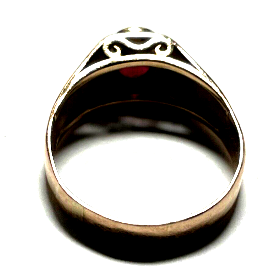 Solider 585 Gold 14 K antik Ring Rotgold Granat unisex RG 58 Ø 18,4 mm 4,5 Gramm5