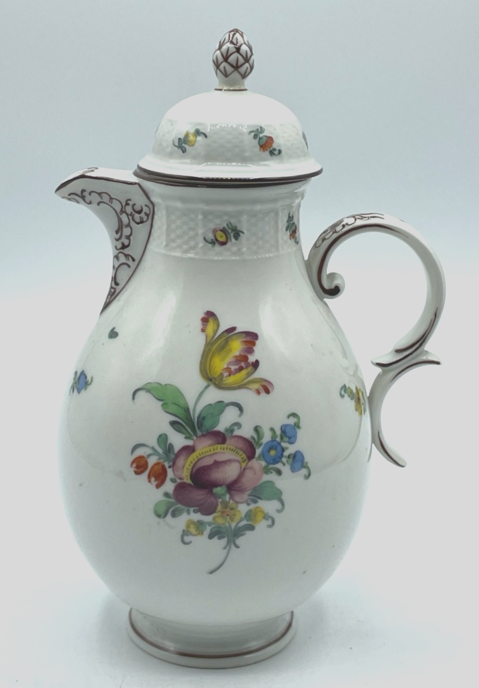 Antik Nymphenburg Porzellan Kanne Mokkakanne Handbemalt H 19,5 cm0