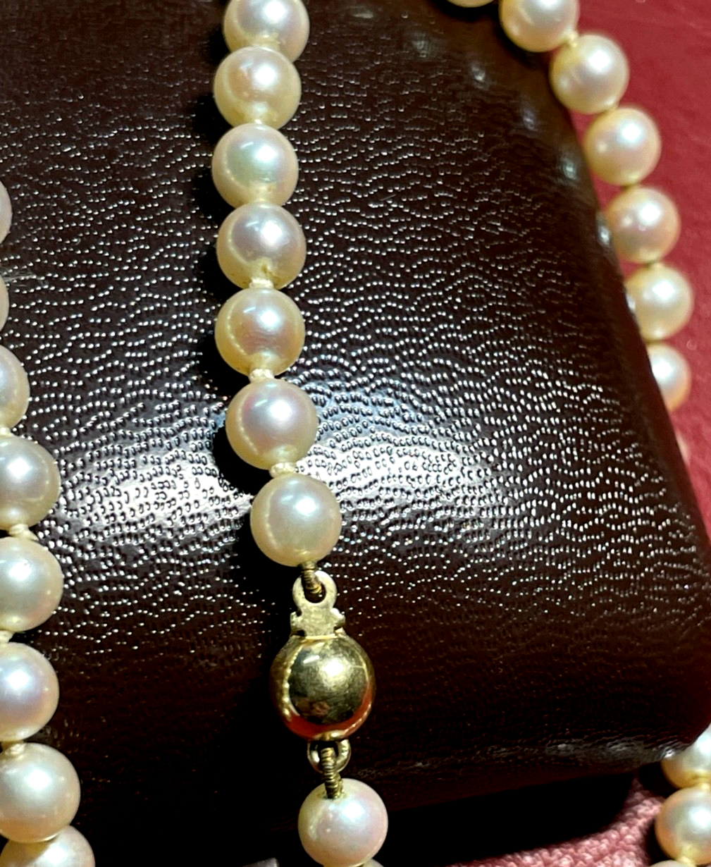 42,5 cm lang Akoya Perlen Kette Collier 585 Gold Kugel Schliesse top gepflegt4