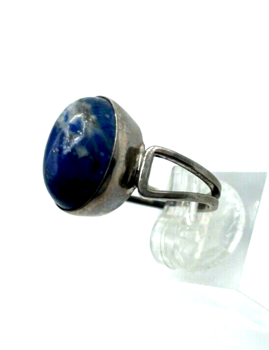 Vintage solider 925 Silber Ring Sodalith massiv Ø17mm RG54 Handarbeit midcentury1