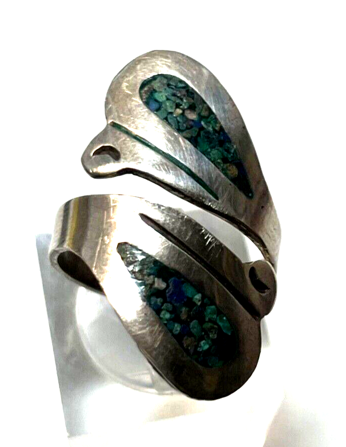 925 Silber Ring Taxco Mexiko Edelstein Mosaik Inlay Ø 17 mm RG 53 Handarbeit1