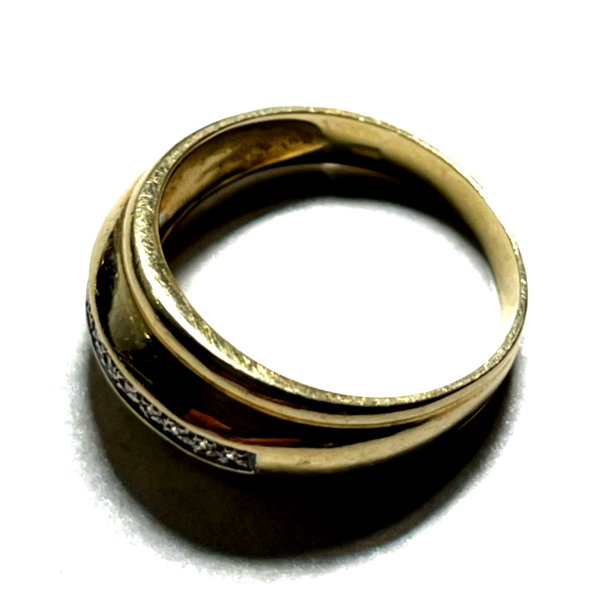 585 Gold 14 K Ring Bandring + 11 Diamanten Bandring RG 63 Ø 20 mm sehr gepfl5