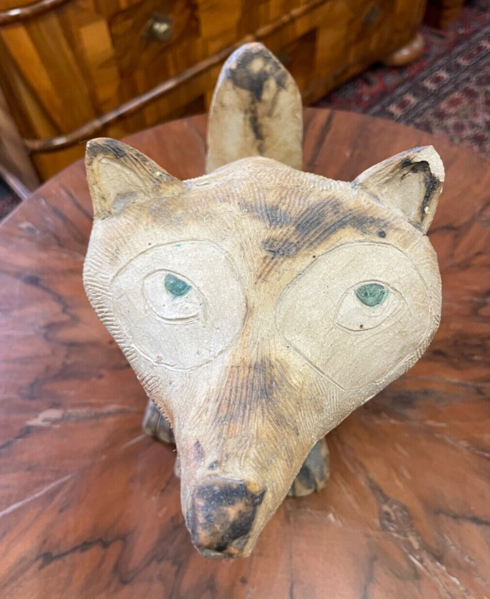 Gr. attraktive Künstler Keramik Figur Fuchs von Gloria Maliarik Skulptur Rarität6