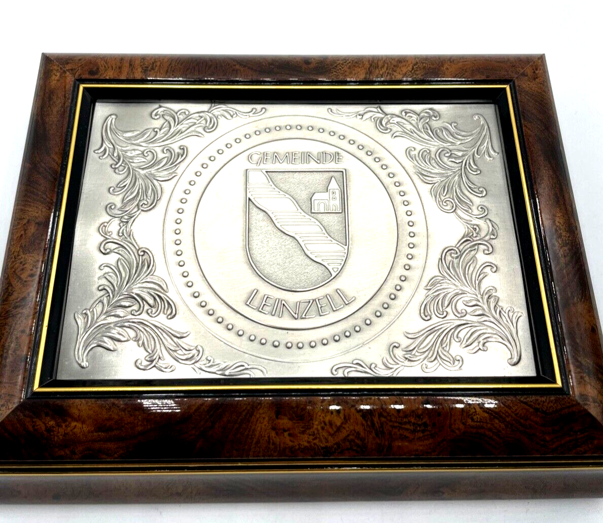Attraktive Deckeldose Schatulle mit Zinn Tafel Gemeinde Leinzell Württemberg2