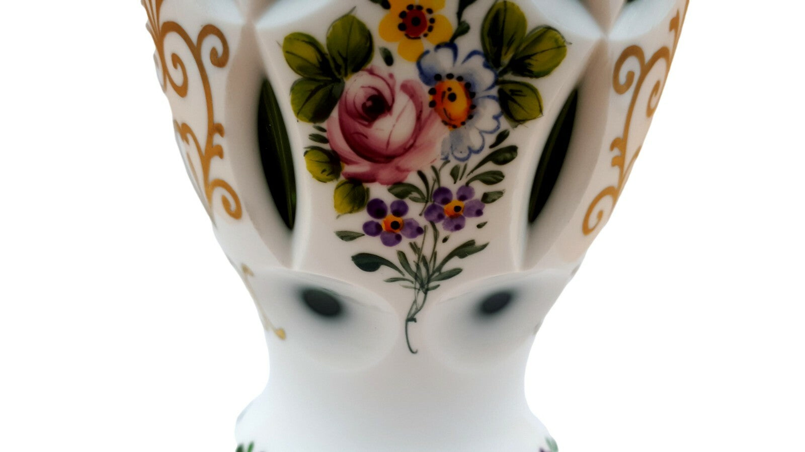 Böhmen um 1900 - Ranftbecher - Überfang Kunstglas - Handbemalt - Goldstaffur3