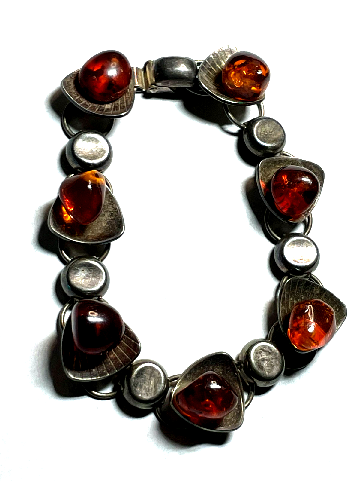 Stattliches altes EF Einer Fehrn Design Armband 830 Silber + Bernstein gepflegt9