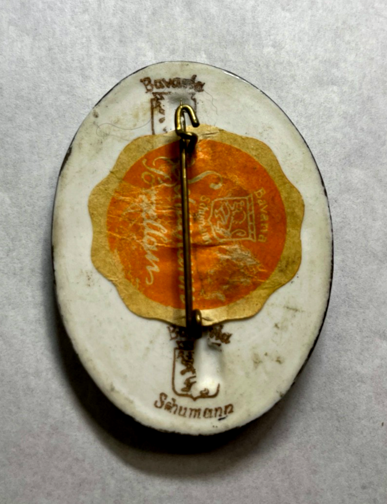 Antik Schumann Porzellan Brosche Blumen Motiv Handmalerei 30er Jahre H 37 mm3