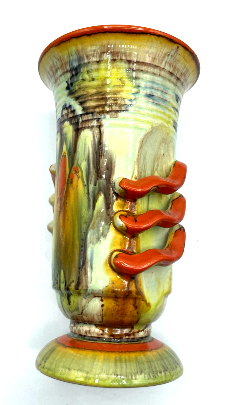 Art Déco Dümler & Breiden Keramik Vase Uran Laufglasur H 23 cm Topzustand 30erJ4