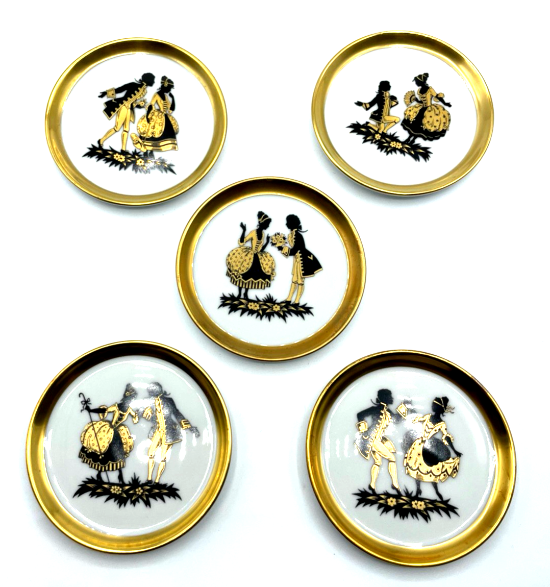 5 vintage Fürstenberg Porzellan Untersetzer Scherenschnitt Golddekor wie neu Ø100