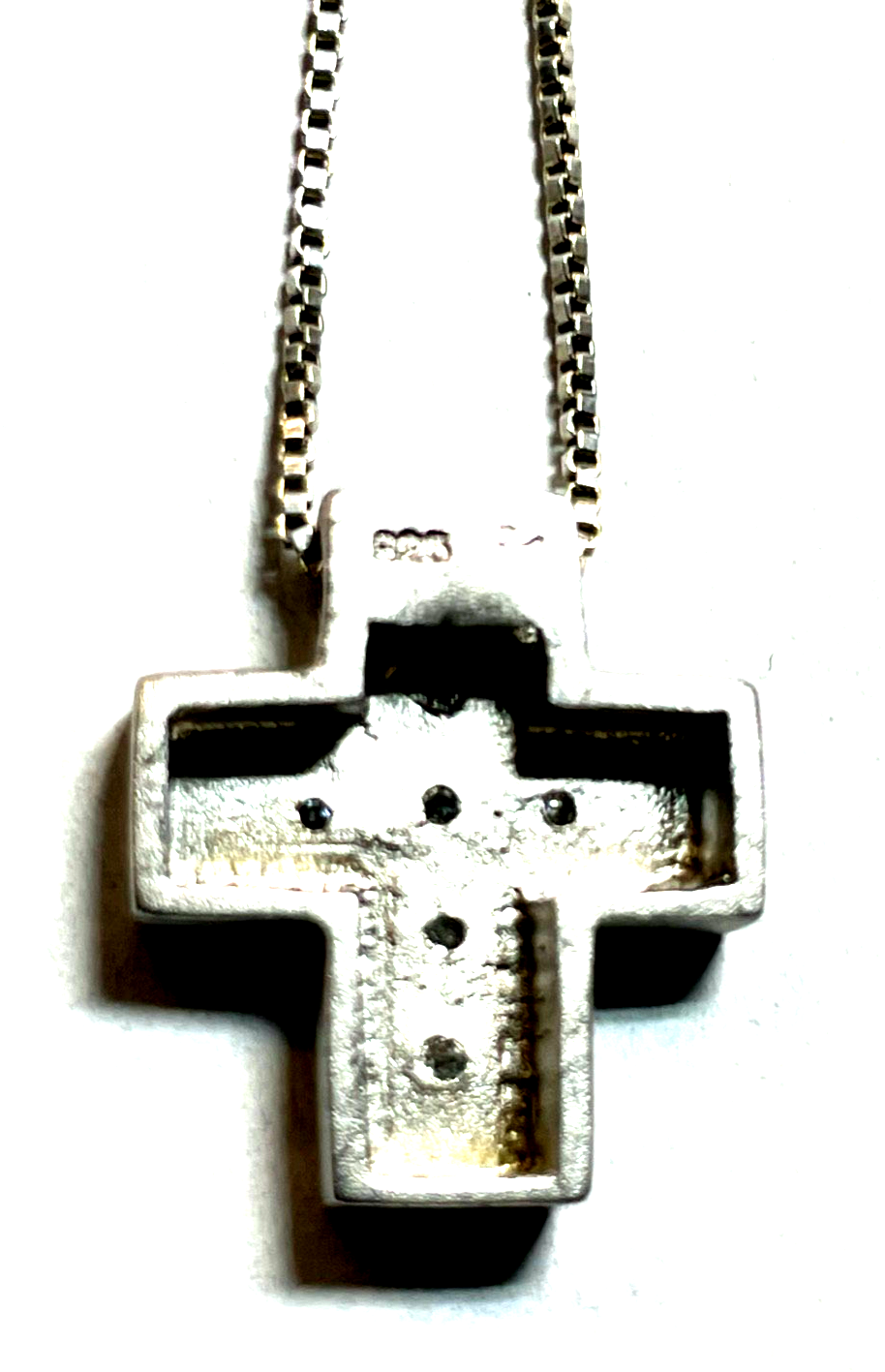 925 Silber 45 cm Venezianerkette mit Kreuz Anhänger modern mit Zirkonia gepflegt2