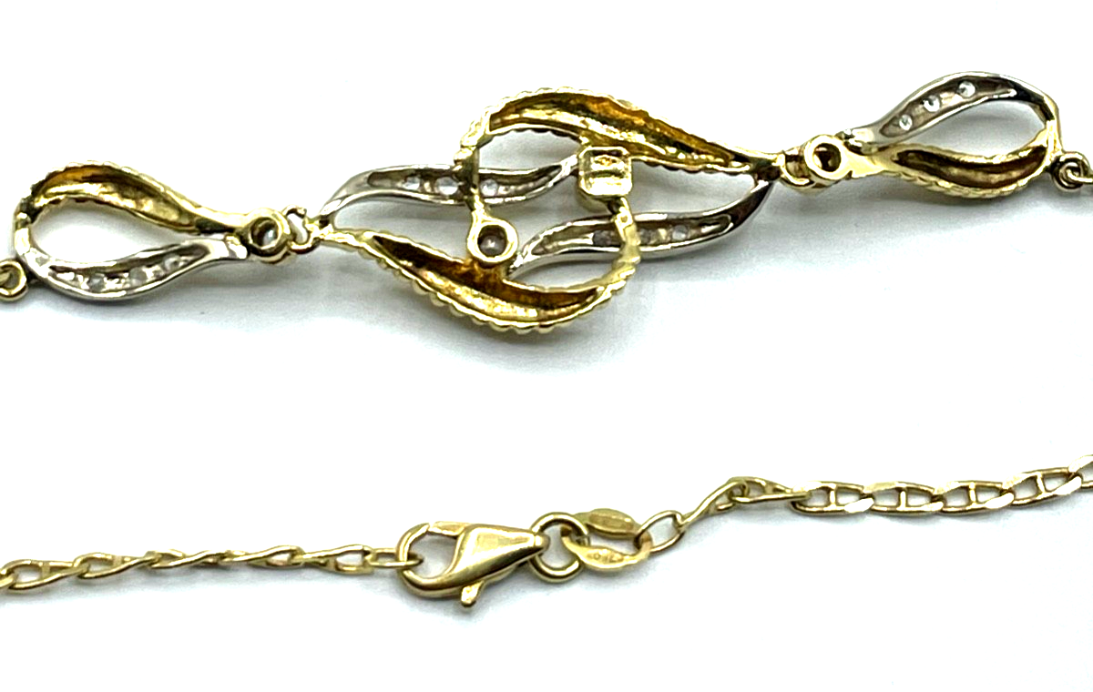 750 Gold 18 K Gold apart Collier Kette Weißtopas Schleife Dekor Juwelier L 43,54