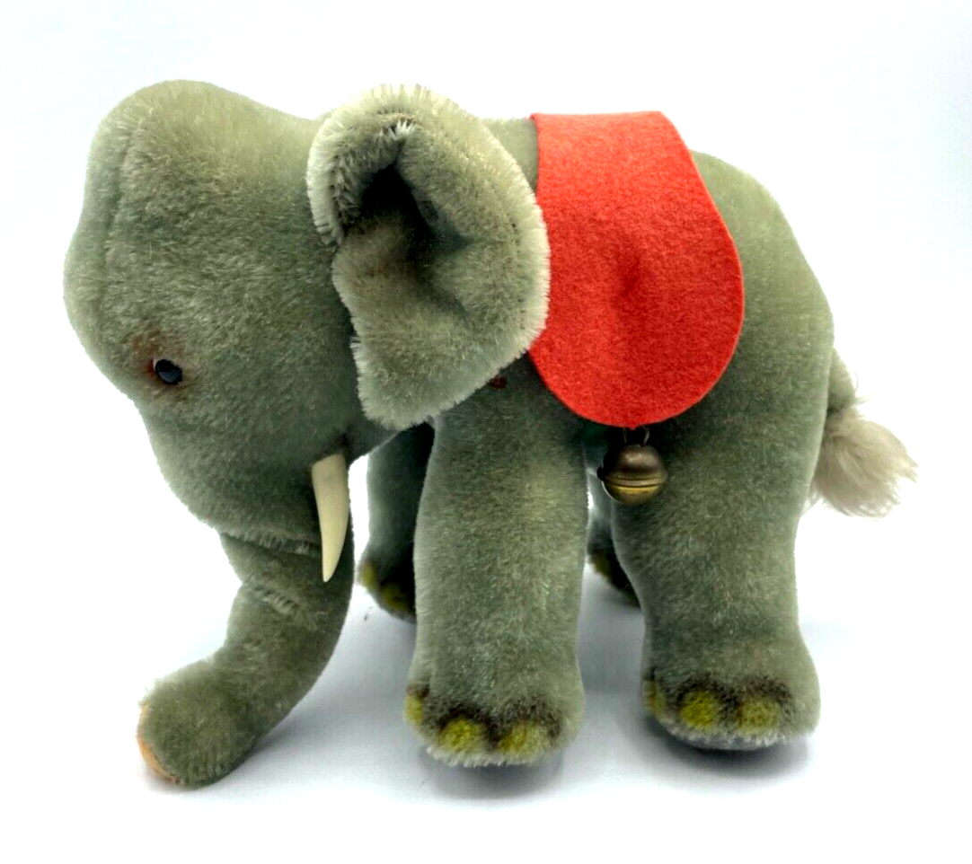 Großer Steiff Elefant Zirkuselefant mit Sattel Knopf Glöckchen H 16 cm L 22 cm0