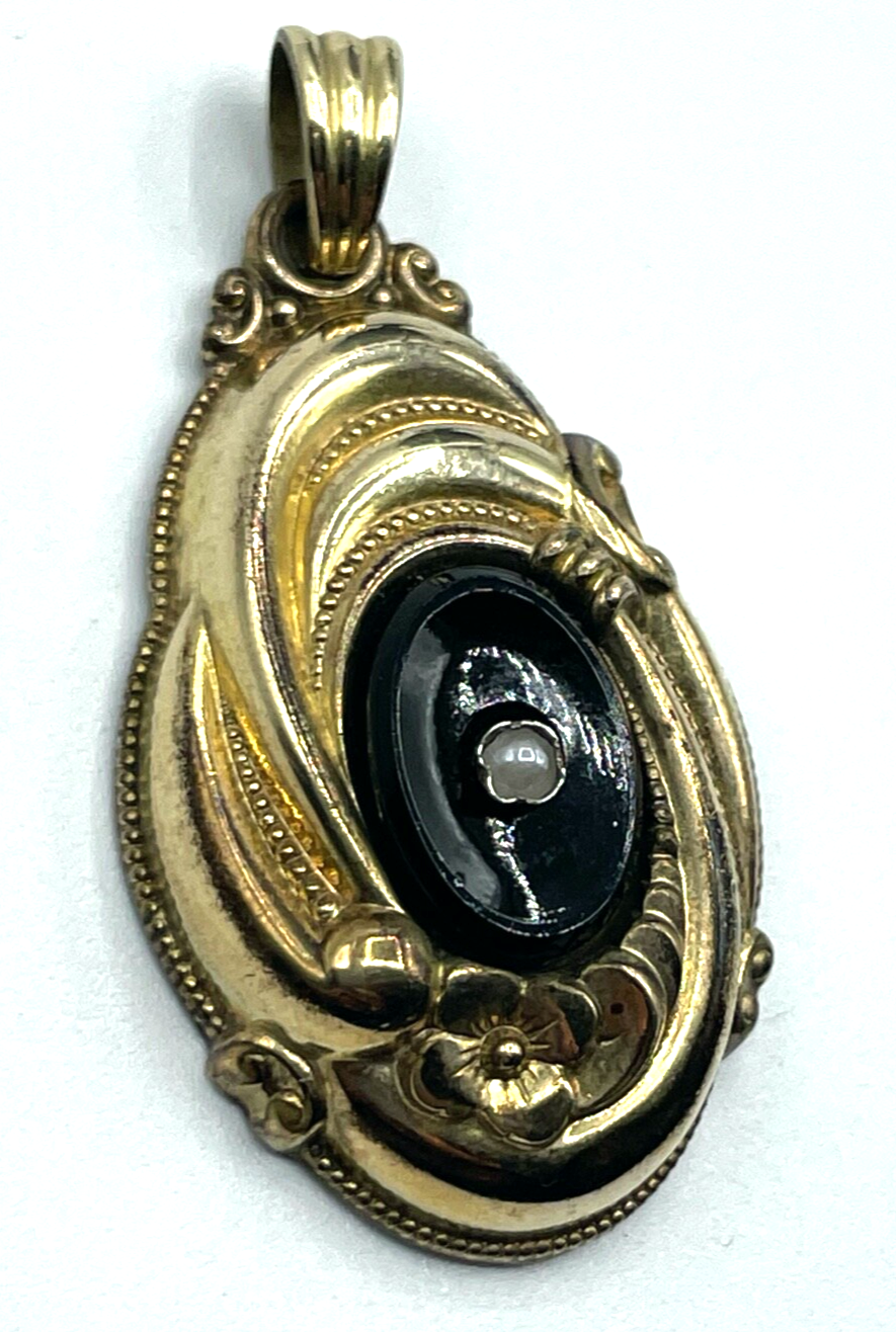 Vintage amerikaner Gold Double Anhänger im Biedermeier Stil L 43 mm B 22 mm8