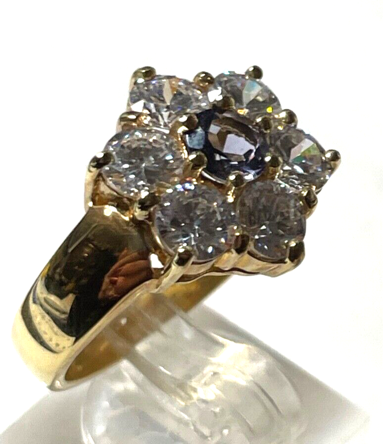 925 Silber Ring vergoldet Silberring üppig Zirkonia Amethyst Lila Ø 19 mm RG 6014