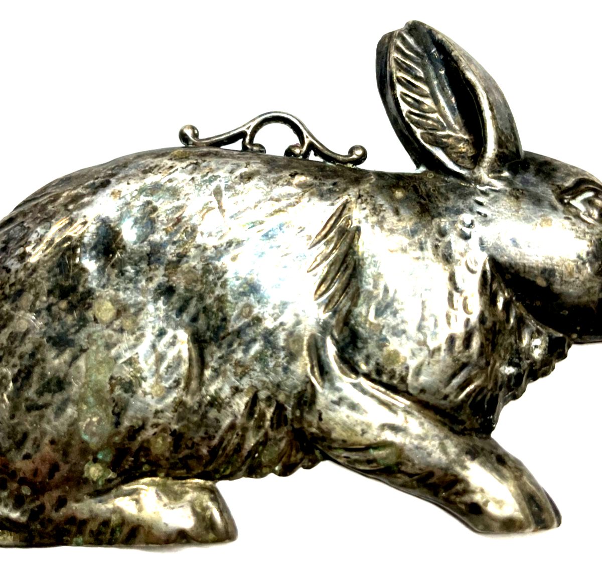 Antik Votivgabe ex voto Hase Silber Echtsilber Aufhänger Anhänger 10,5 x 7 cm2
