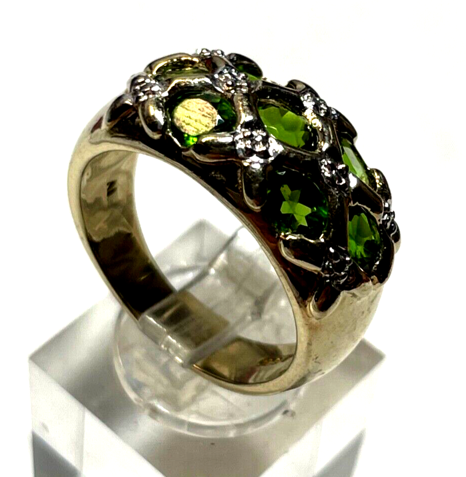 Prächtiger 925 Silber vergoldet Ring 7 x Chromdiopsid Ø 19 mm RG 60 Juwelier neu4