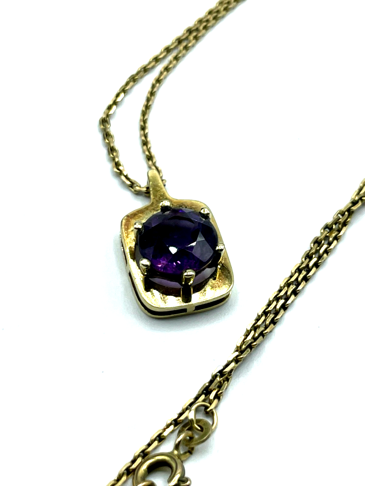 333 Gold 8 K FBM solide 46 cm Ankerkette mit Amethyst Ø 10 mm Anhänger klassisch10