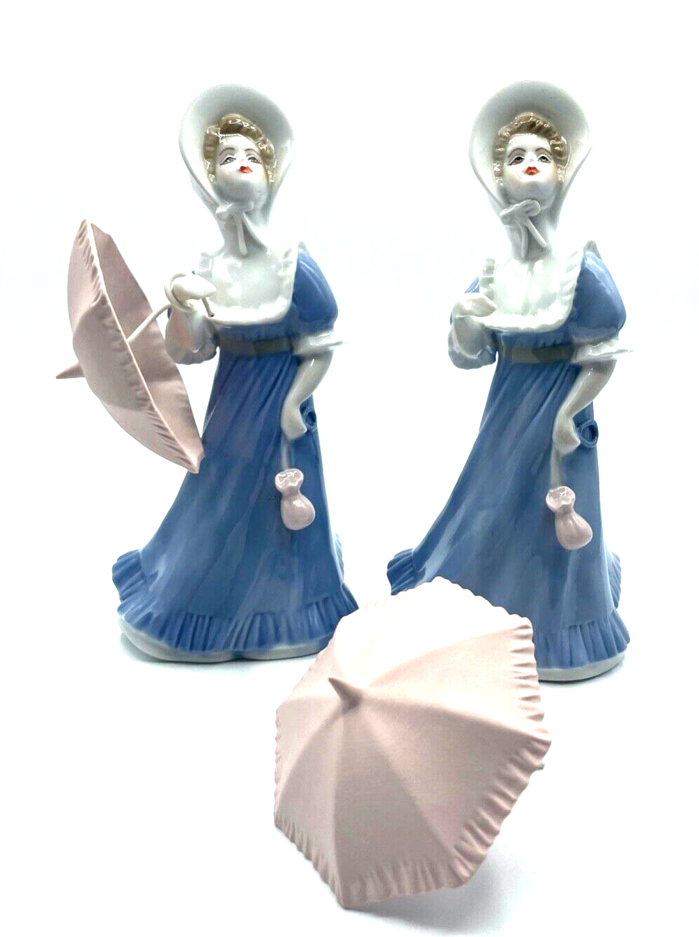 2 x vintage Porzellan Figur Dame mit Schirm hübsche Dekoration H 23cm handbemalt1