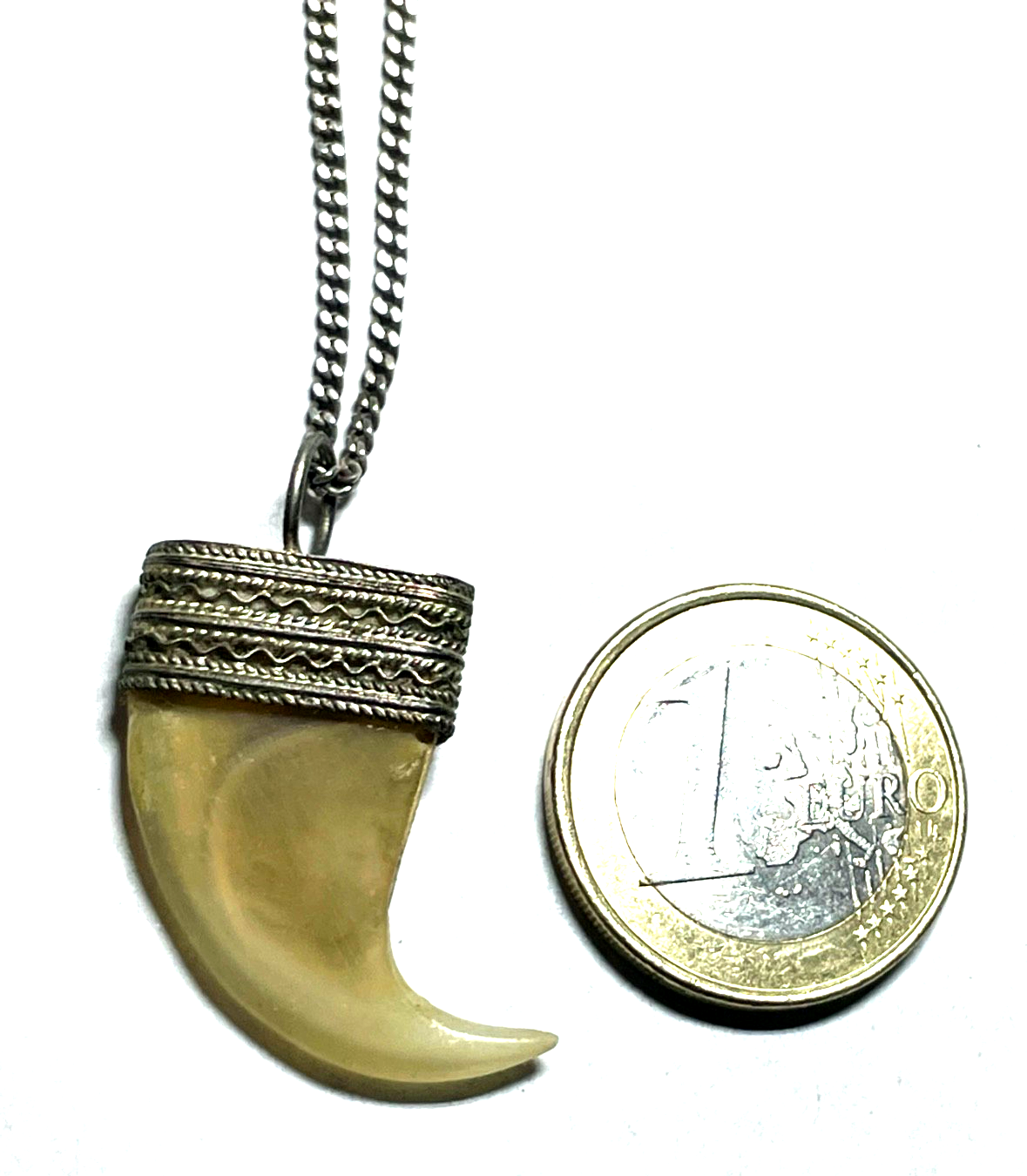 Vintage Raubvogel Kralle Tierkralle Talisman an 835 Silber Panzerkette unisex2