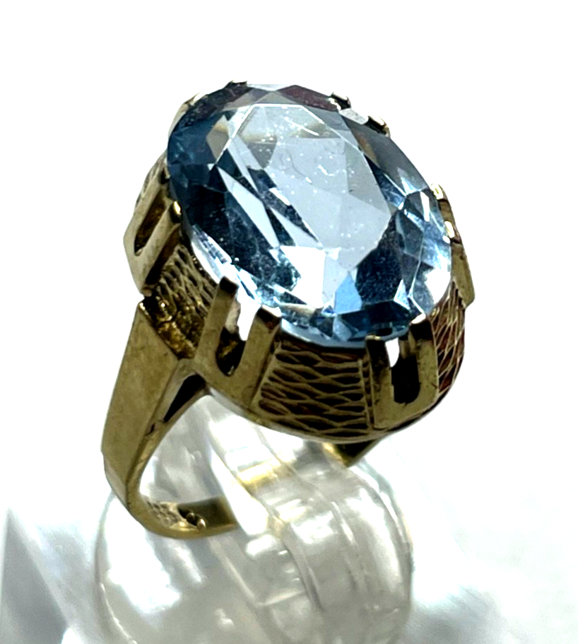 Vintage 333 Gold 8 K Blautopas Ring Ø 16,5 mm RG 52 Juwelier Qualität gepfl.4