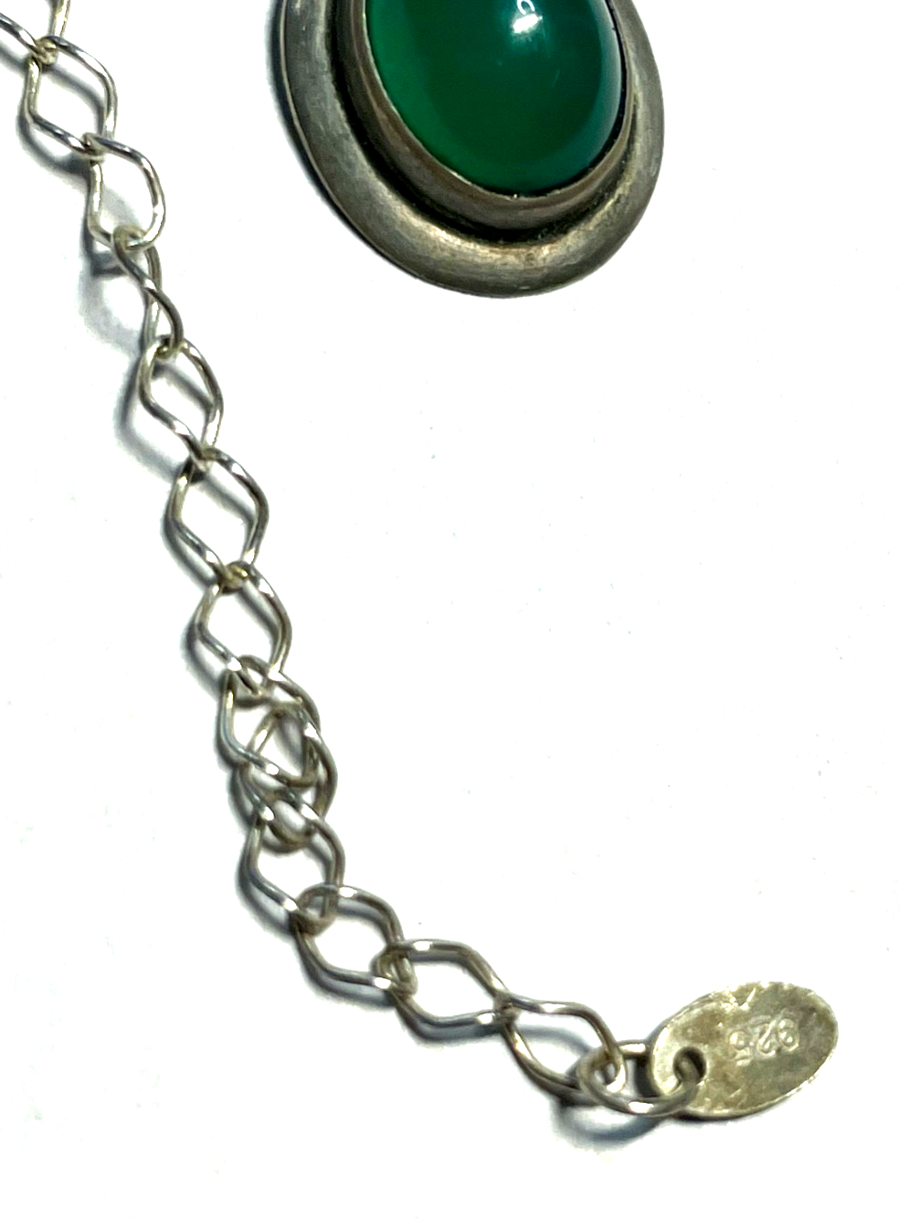 Eleganter kleiner vintage 835 Silber Chrysopras Anhänger an 925 Sterling Kette3