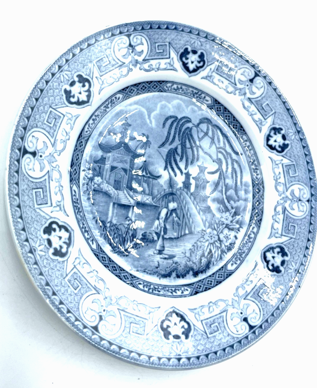 Antik blaue Yeddo U&C Sarreguemines Teller Speiseteller Ø 24 cm 6 Stück gepfl.2