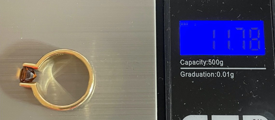14 K 585 Gold massiver Ring Unikat mit Madeira Citrin Juwelier  Ø 17,5 mm RG 559