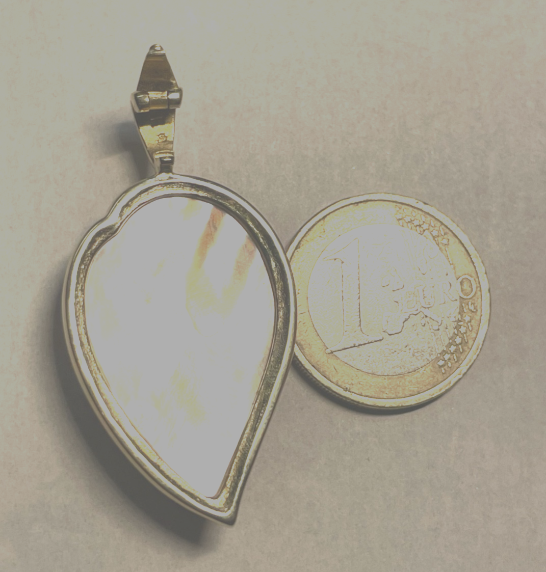 Massiver 585 Gold 14 K Clip Anhänger Bergkristall Cameo Schutzengel Juwelier7