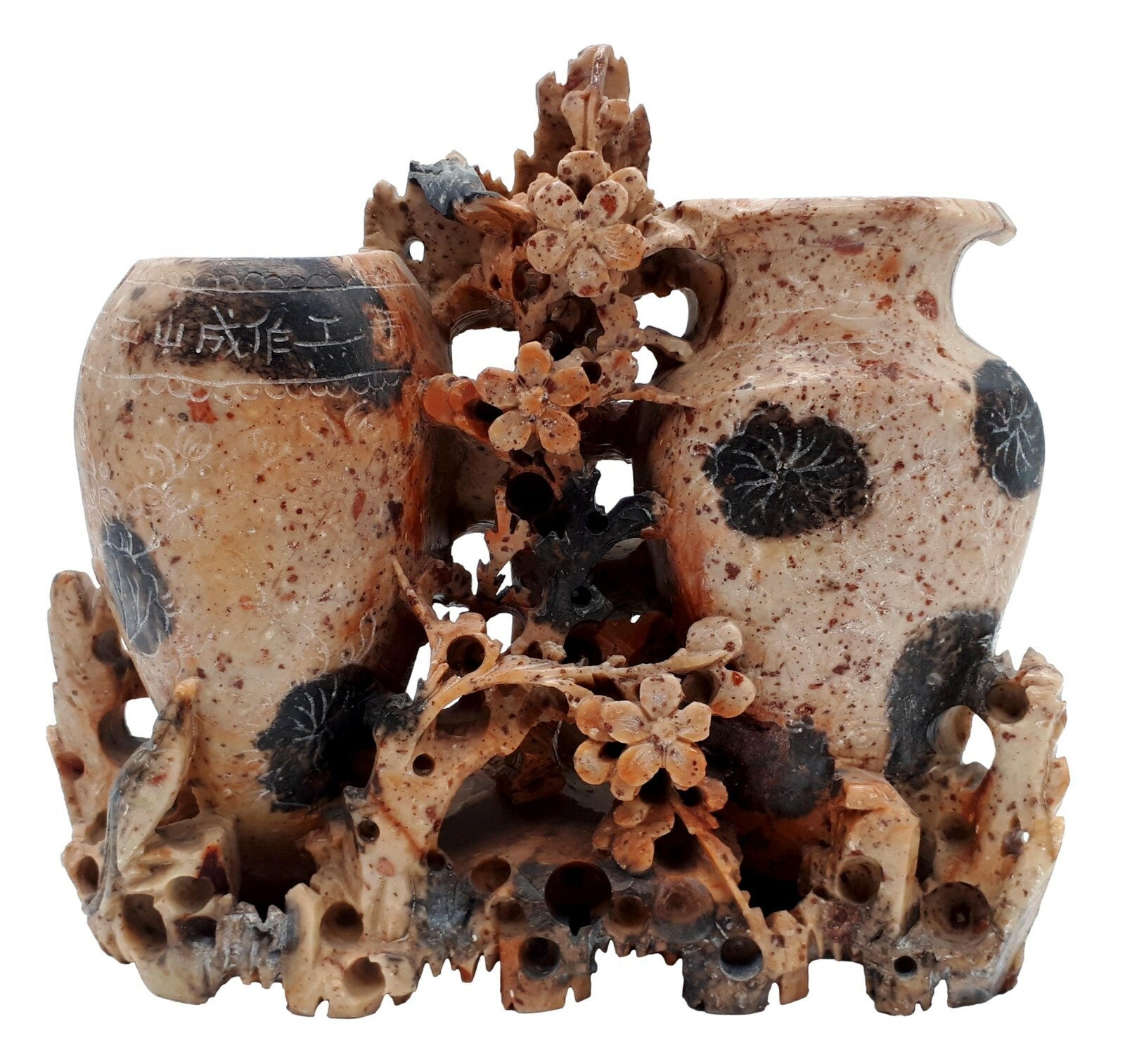 Speckstein Schnitzerei - China 19. Jhd - Ziervase Pinselwäscher - Soapstone 0