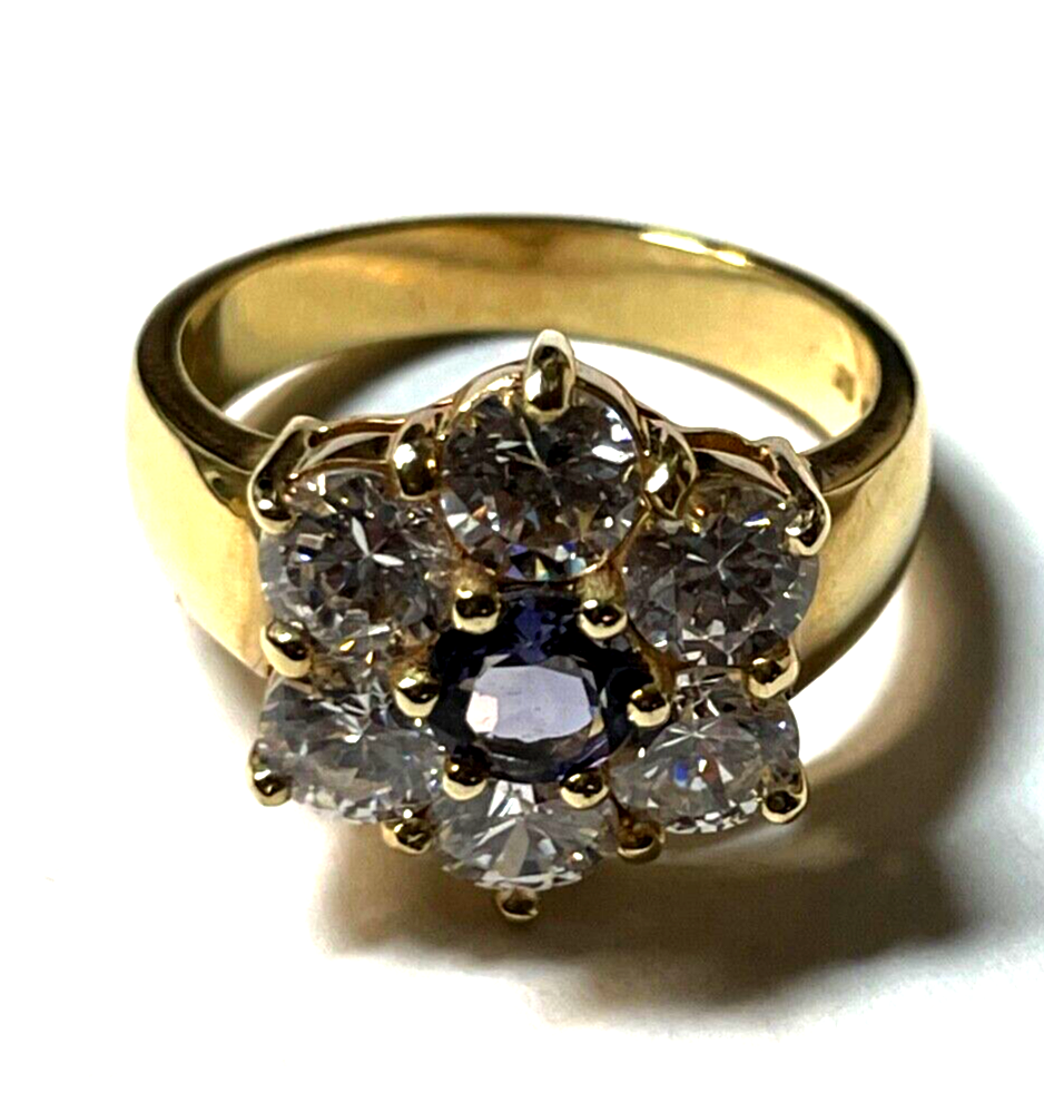 925 Silber Ring vergoldet Silberring üppig Zirkonia Amethyst Lila Ø 19 mm RG 604