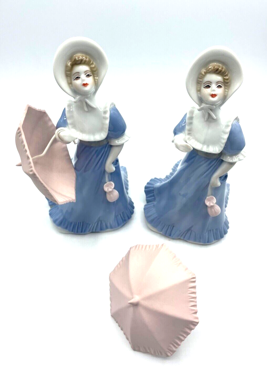 2 x vintage Porzellan Figur Dame mit Schirm hübsche Dekoration H 23cm handbemalt2