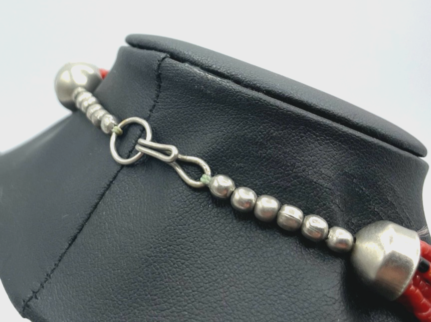 Stattlich vintage Ethno Korallen Perlen Kette 14 Strang L 70cm B 43mm Handarbeit1