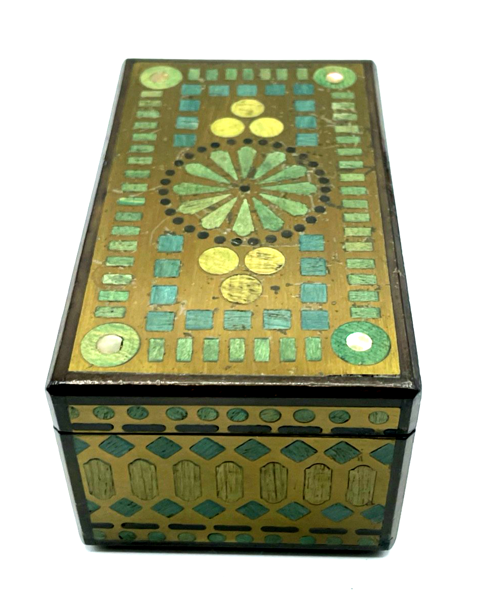Jugendstil feine Schatulle Holz Truhe mit Intarsien vermutlich Wiener Sezession3