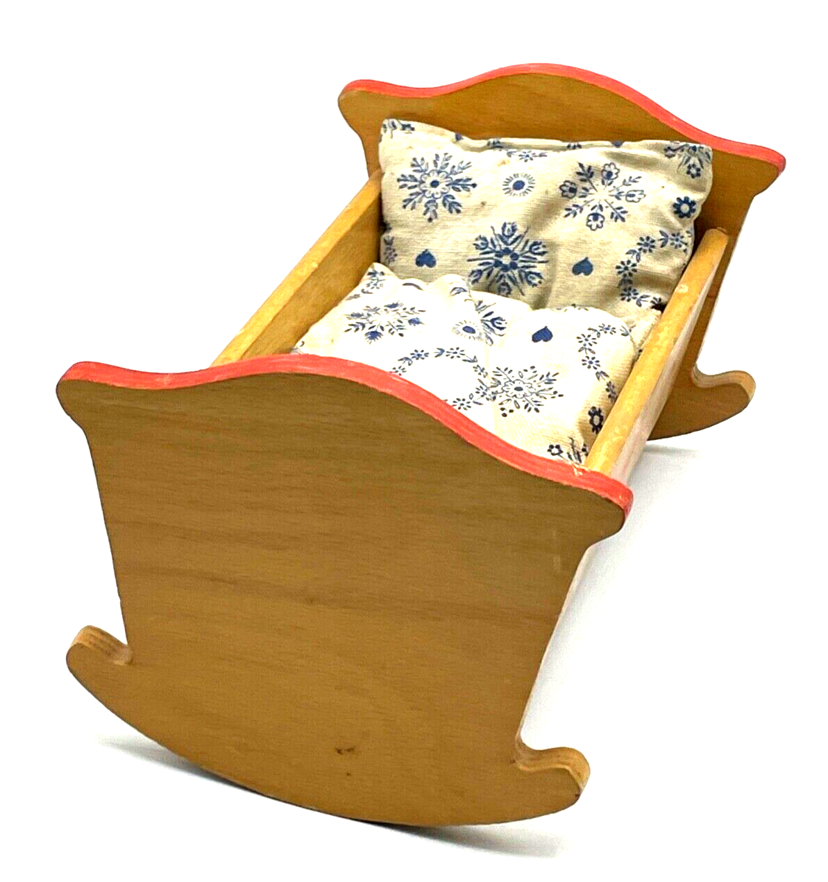 Alte Puppenwiege Puppenbettchen Wiege für Puppe aus Holz 50erJ L 21,5 cm gepfl.2