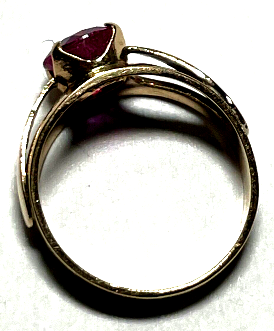 Solider vintage 585 Gold 14 K Ring Rotgold roter russischer Spinell Ø 17mm RG 534