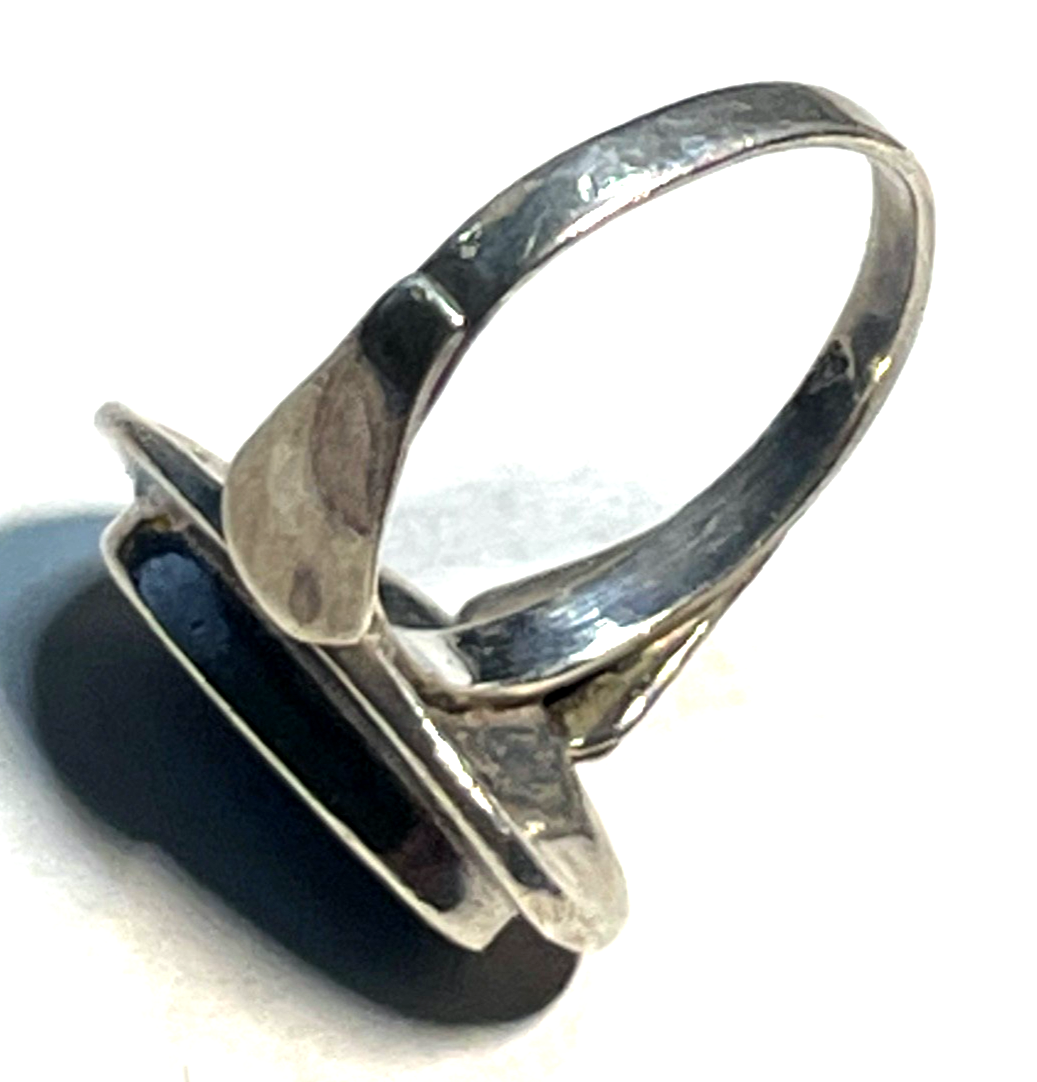 Solider 925 Silber Ring Onyx Cabochon vintage Handarbeit RG 57 Ø 18,1 mm Ethno6