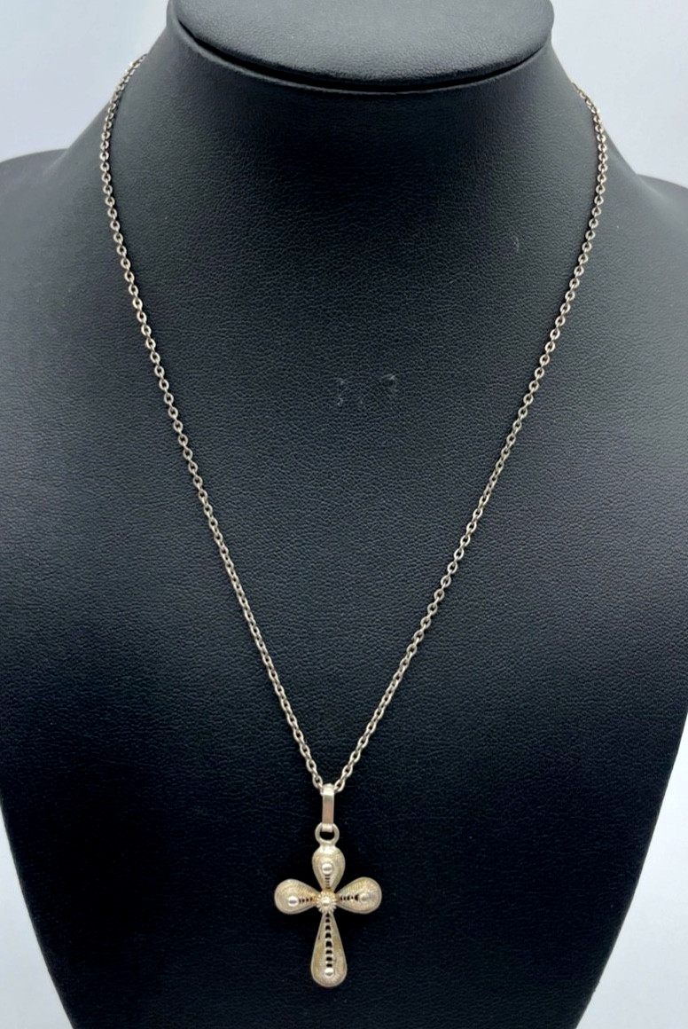 ANTIK 835 Silber Kreuz Kruzifix Anhänger an solider 42 cm Silberkette UNISEX1