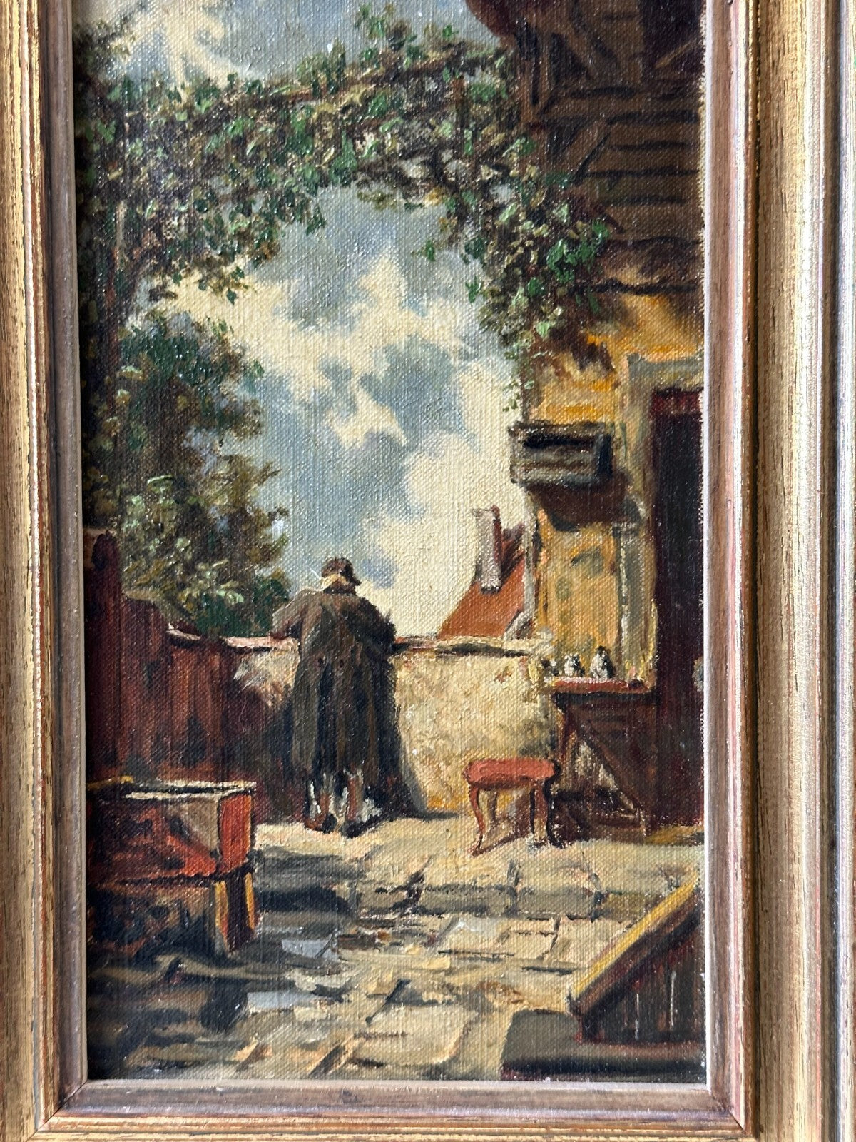 Carl Spitzweg - Der alte Mann auf der Terrasse - Öl Leinwand auf Platte Kopist1