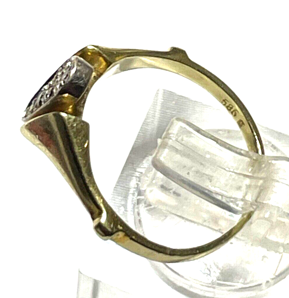 Juwelier 585 Gold 14 K Gold Ring modernes Design 4 Diamanten Juwelier Ø 17 RG 545