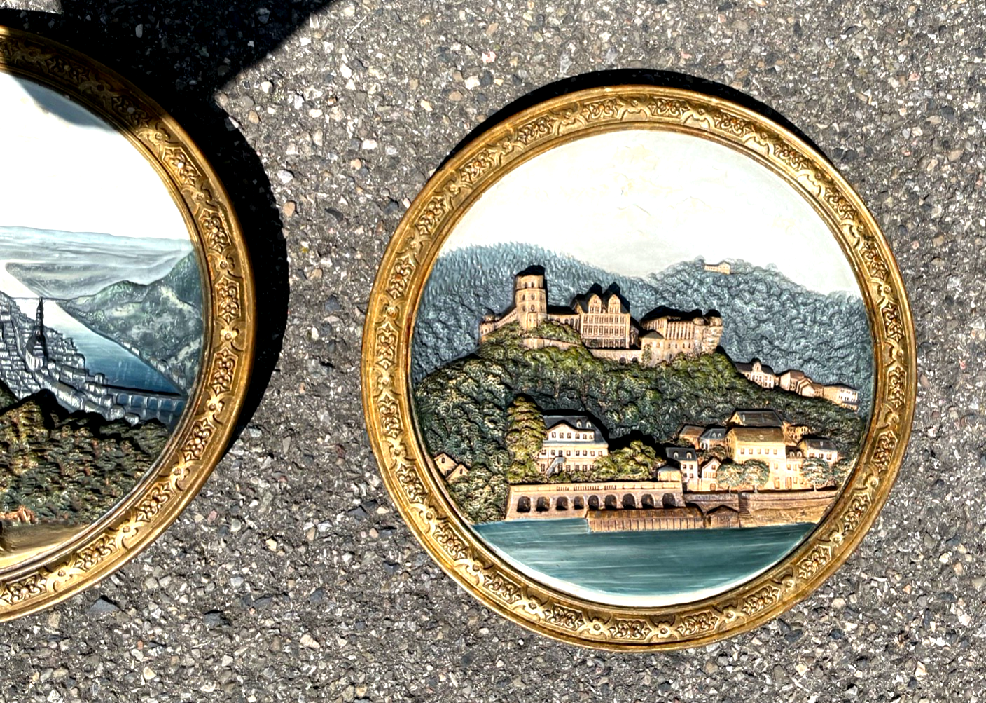 2 Keramik Majolika Teller Wandteller Heidelberg Schiller & Sohn um 1900 Ø 34 cm15