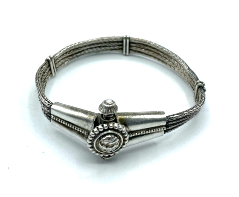 Vintage Ethno echt Silber Flechtdekor Armband unisex Handarbeit L 18 cm gepflegt0